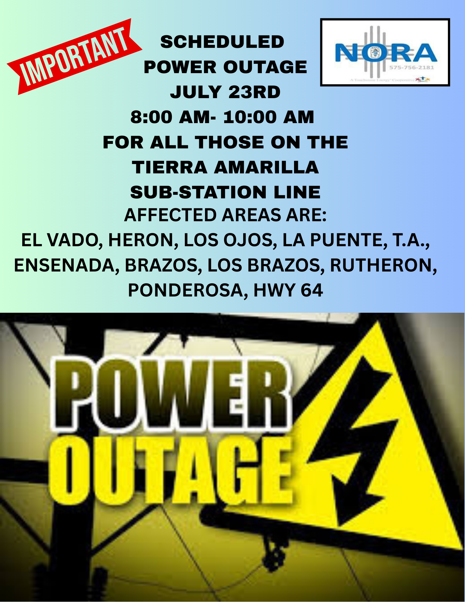 SCHEDULED POWER OUTAGE